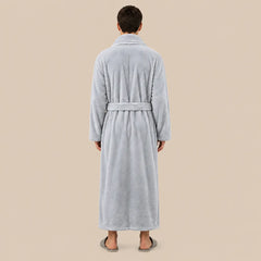 La boutique du peignoir Peignoir Homme Polaire - Long à Liseré, Gris Clair