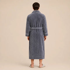 La boutique du peignoir Peignoir Homme Polaire - Long à Liseré, Gris Mauve