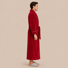 La boutique du peignoir Peignoir Homme Polaire - Long à Liseré, Rouge