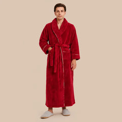 La boutique du peignoir Peignoir Homme Polaire - Long à Liseré, Rouge