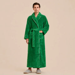 La boutique du peignoir Peignoir Homme Polaire - Long à Liseré, Vert Émeraude