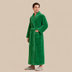 La boutique du peignoir Peignoir Homme Polaire - Long à Liseré, Vert Émeraude