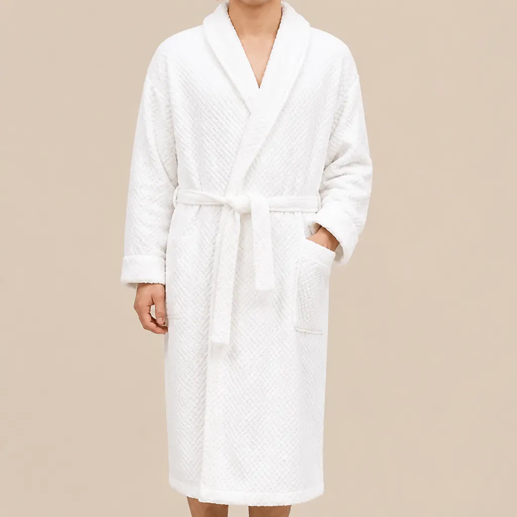 La boutique du peignoir Peignoir Homme Polaire - Long Épais, Blanc