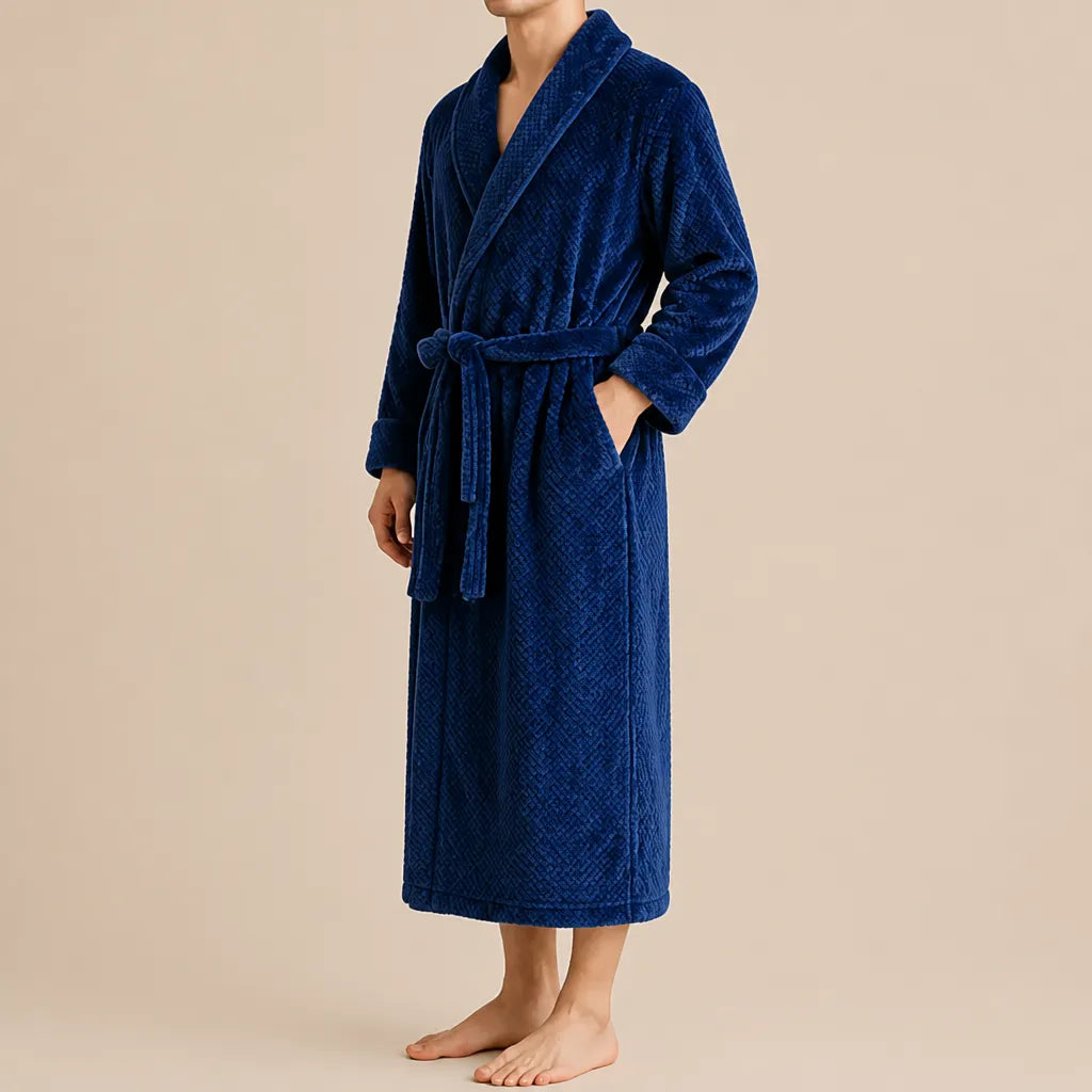 La boutique du peignoir Peignoir Homme Polaire - Long Épais, Bleu Marine