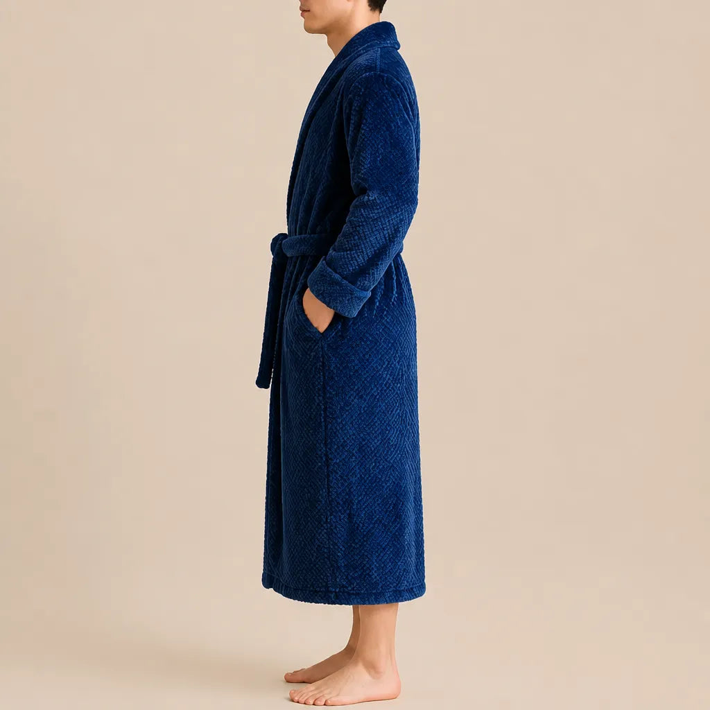 La boutique du peignoir Peignoir Homme Polaire - Long Épais, Bleu Marine