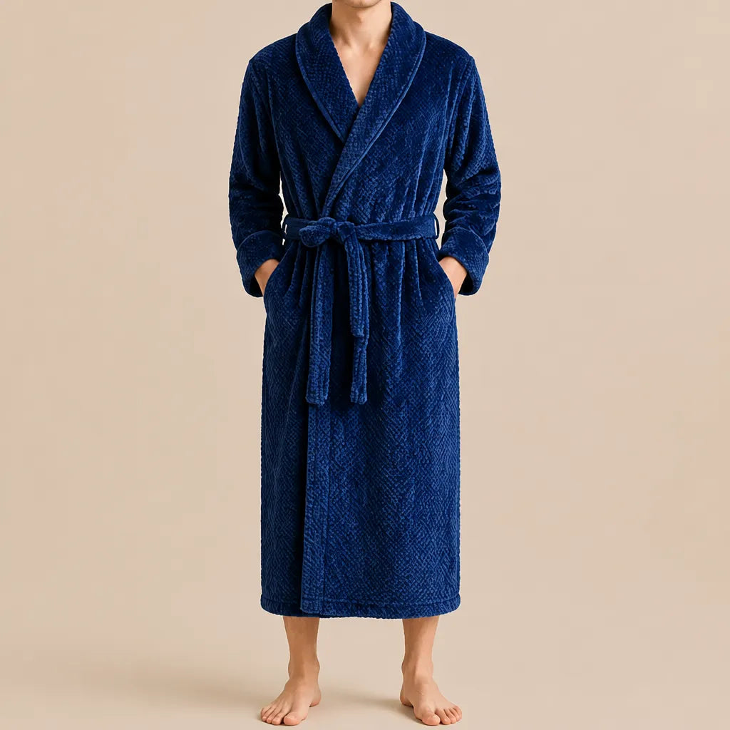 La boutique du peignoir Peignoir Homme Polaire - Long Épais, Bleu Marine