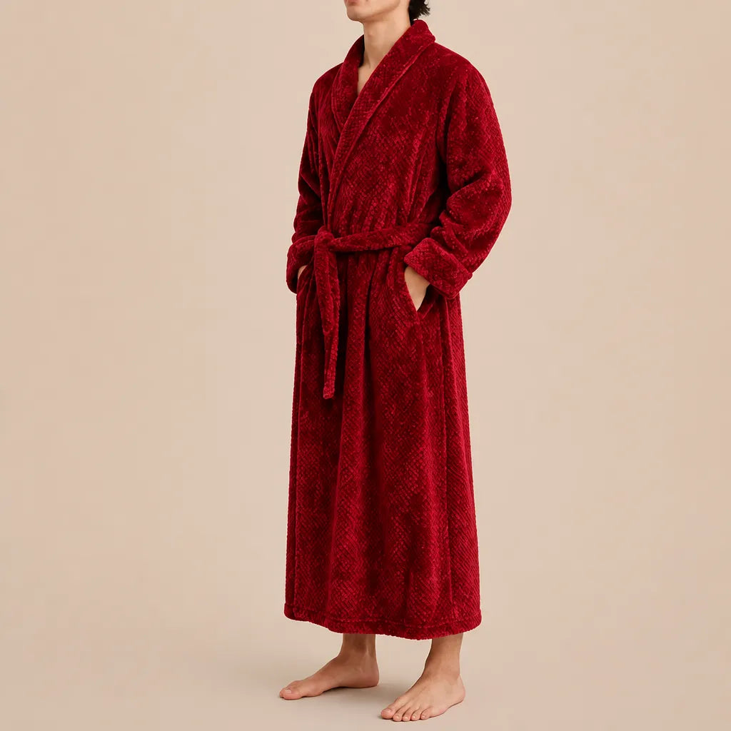 La boutique du peignoir Peignoir Homme Polaire - Long Épais, Bordeaux
