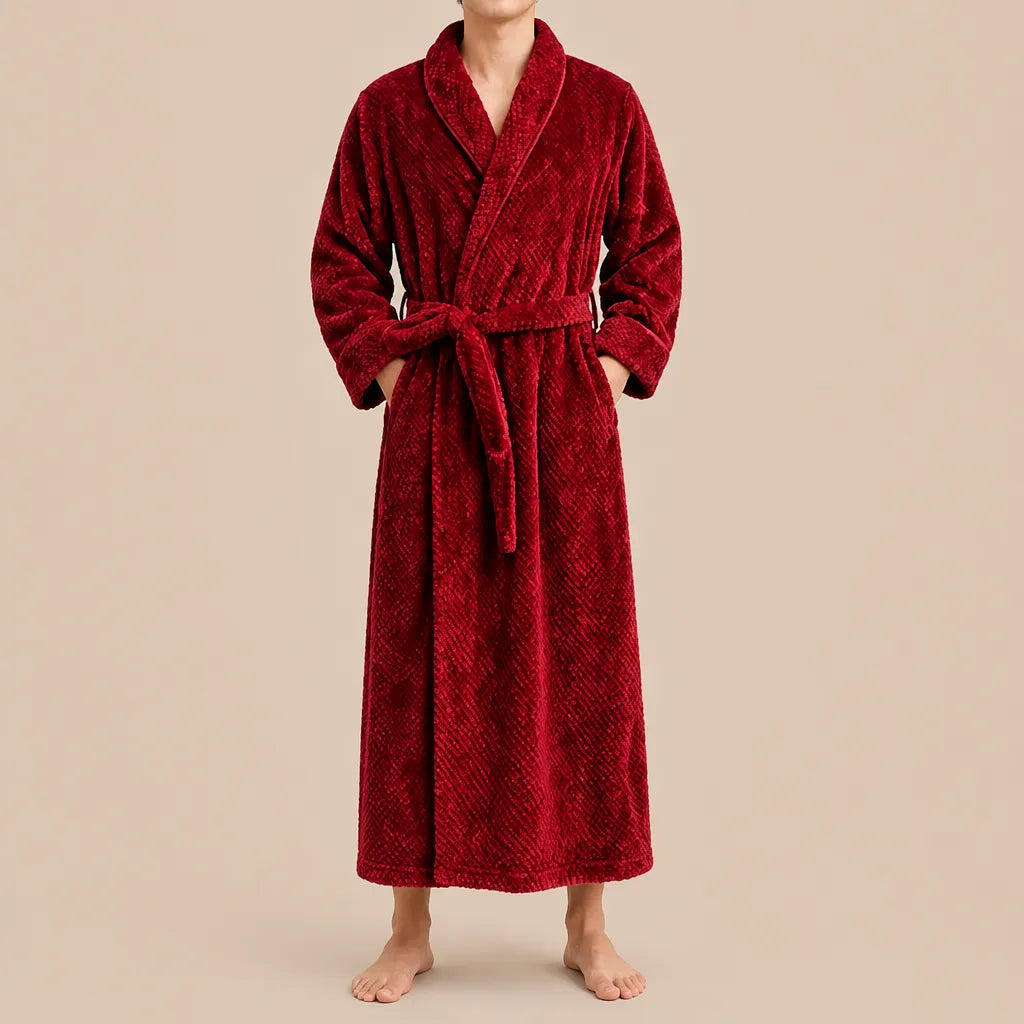La boutique du peignoir Peignoir Homme Polaire - Long Épais, Bordeaux