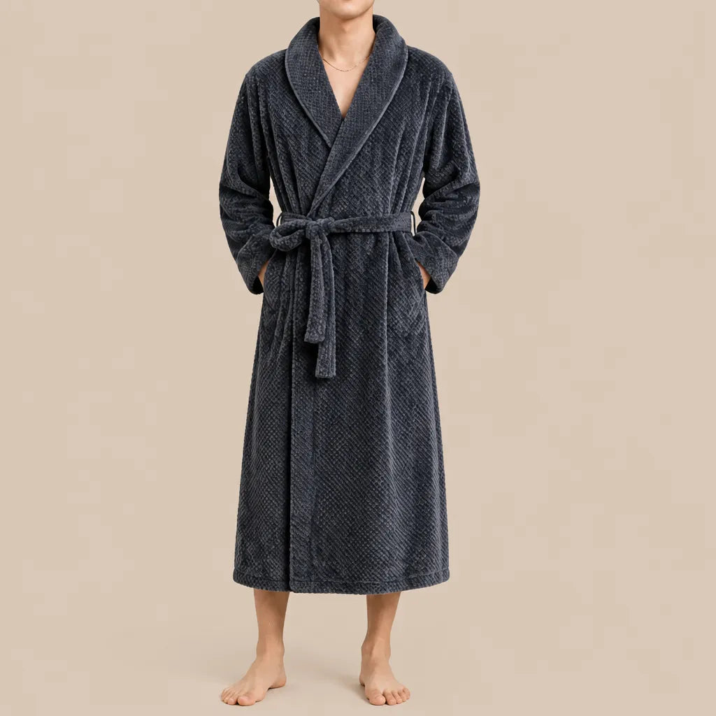 La boutique du peignoir Peignoir Homme Polaire - Long Épais, Gris Anthracite
