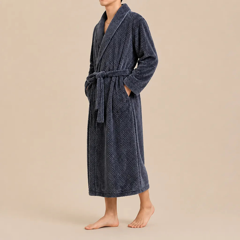 La boutique du peignoir Peignoir Homme Polaire - Long Épais, Gris Anthracite