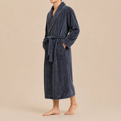 La boutique du peignoir Peignoir Homme Polaire - Long Épais, Gris Anthracite