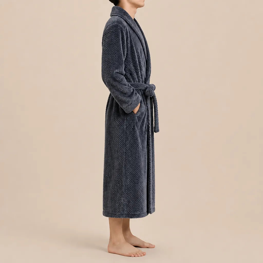 La boutique du peignoir Peignoir Homme Polaire - Long Épais, Gris Anthracite