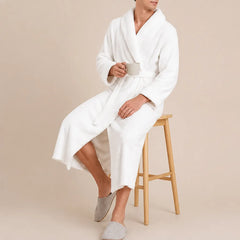 La boutique du peignoir Peignoir Homme Polaire - Long Gaufré, Blanc