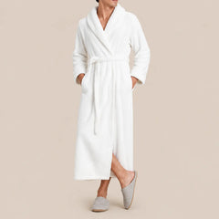 La boutique du peignoir Peignoir Homme Polaire - Long Gaufré, Blanc