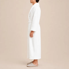 La boutique du peignoir Peignoir Homme Polaire - Long Gaufré, Blanc