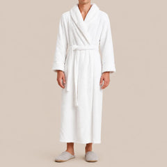 La boutique du peignoir Peignoir Homme Polaire - Long Gaufré, Blanc