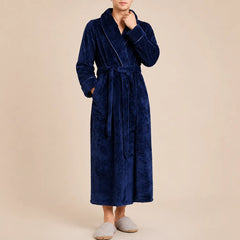 La boutique du peignoir Peignoir Homme Polaire - Long Gaufré, Bleu Marine