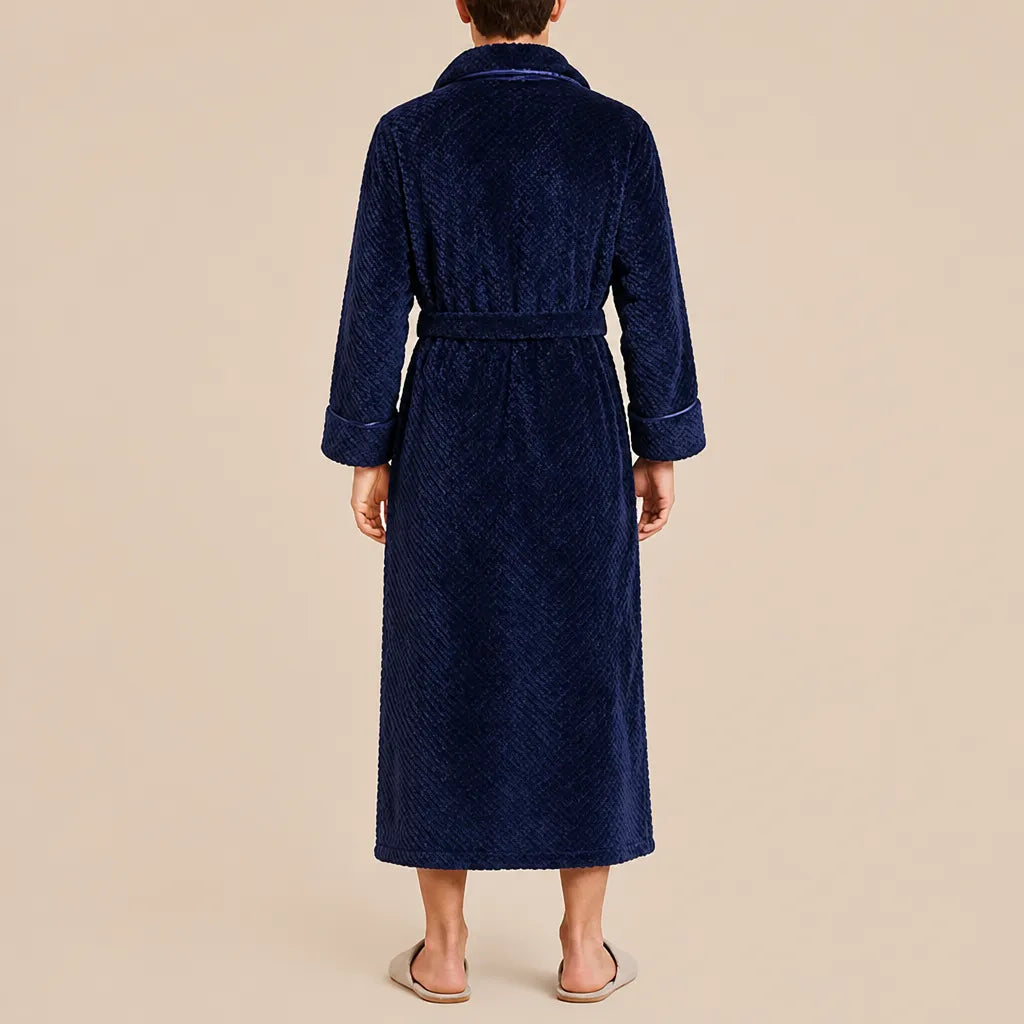 La boutique du peignoir Peignoir Homme Polaire - Long Gaufré, Bleu Marine