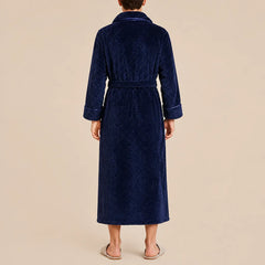 La boutique du peignoir Peignoir Homme Polaire - Long Gaufré, Bleu Marine