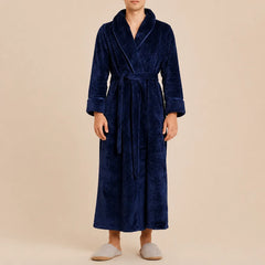 La boutique du peignoir Peignoir Homme Polaire - Long Gaufré, Bleu Marine