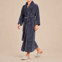La boutique du peignoir Peignoir Homme Polaire - Long Gaufré, Gris Anthracite