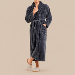 La boutique du peignoir Peignoir Homme Polaire - Long Gaufré, Gris Anthracite