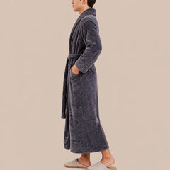 La boutique du peignoir Peignoir Homme Polaire - Long Gaufré, Gris Anthracite