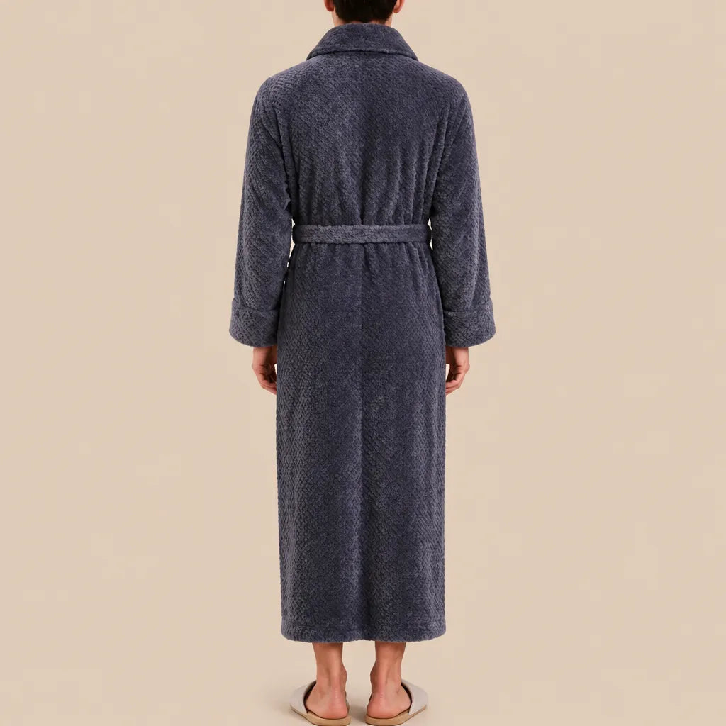 La boutique du peignoir Peignoir Homme Polaire - Long Gaufré, Gris Anthracite