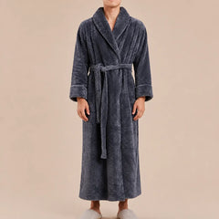 La boutique du peignoir Peignoir Homme Polaire - Long Gaufré, Gris Anthracite
