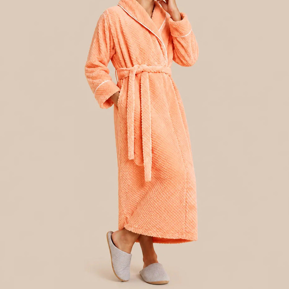 La boutique du peignoir Peignoir Homme Polaire - Long Gaufré, Orange Abricot