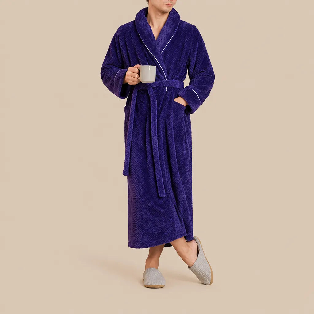 La boutique du peignoir Peignoir Homme Polaire - Long Gaufré, Violet