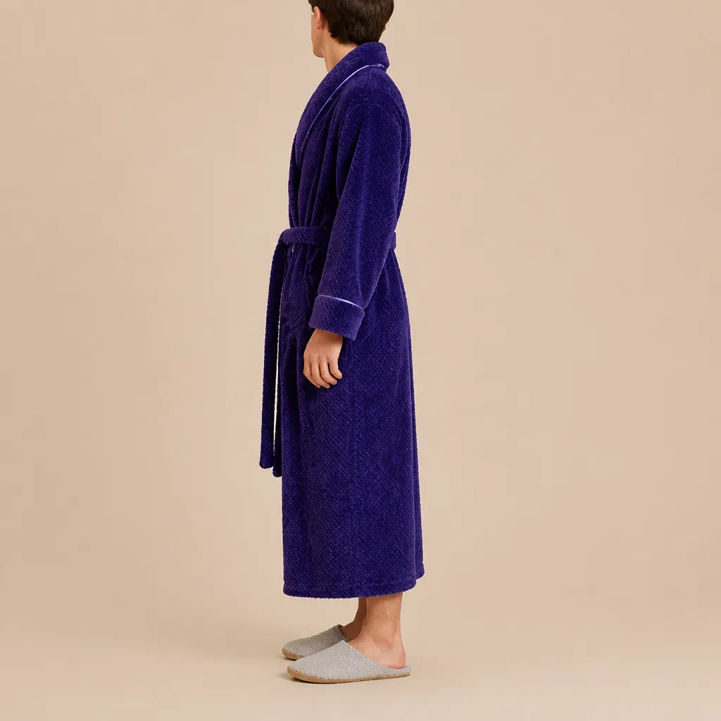 La boutique du peignoir Peignoir Homme Polaire - Long Gaufré, Violet