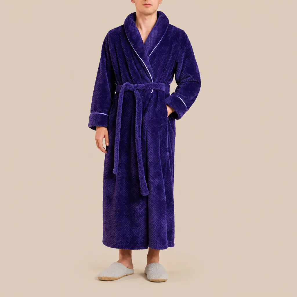 La boutique du peignoir Peignoir Homme Polaire - Long Gaufré, Violet