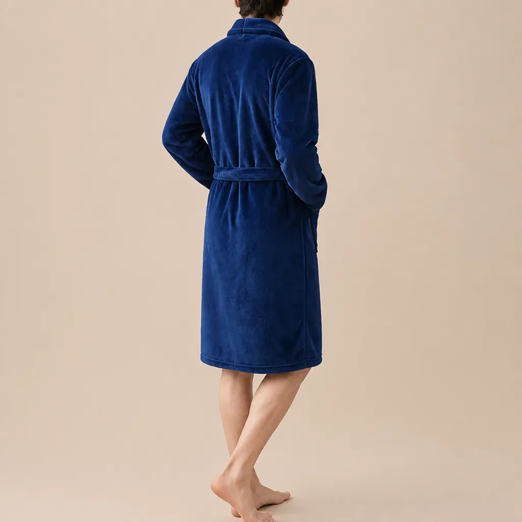 La boutique du peignoir Peignoir Homme Polaire - Mi-Long, Bleu Roi Uni