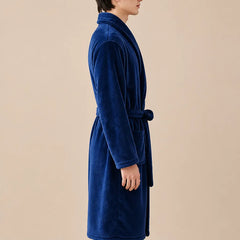 La boutique du peignoir Peignoir Homme Polaire - Mi-Long, Bleu Roi Uni