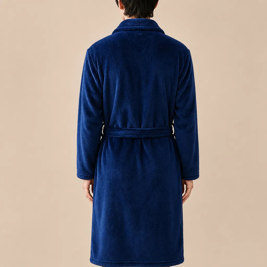 La boutique du peignoir Peignoir Homme Polaire - Mi-Long, Bleu Roi Uni