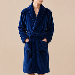 La boutique du peignoir Peignoir Homme Polaire - Mi-Long, Bleu Roi Uni