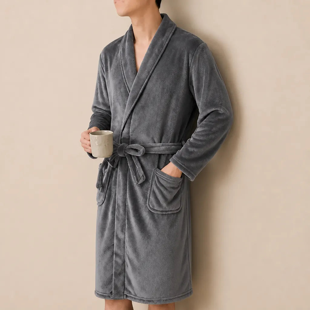 La boutique du peignoir Peignoir Homme Polaire - Mi-Long, Gris