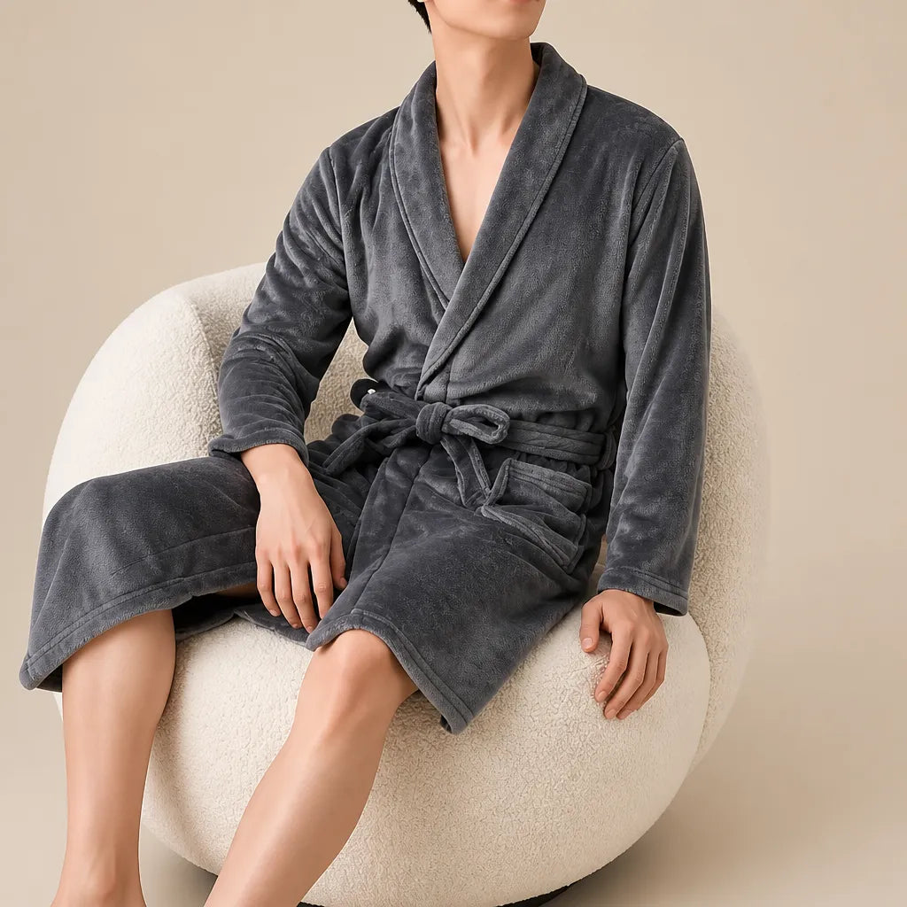 La boutique du peignoir Peignoir Homme Polaire - Mi-Long, Gris