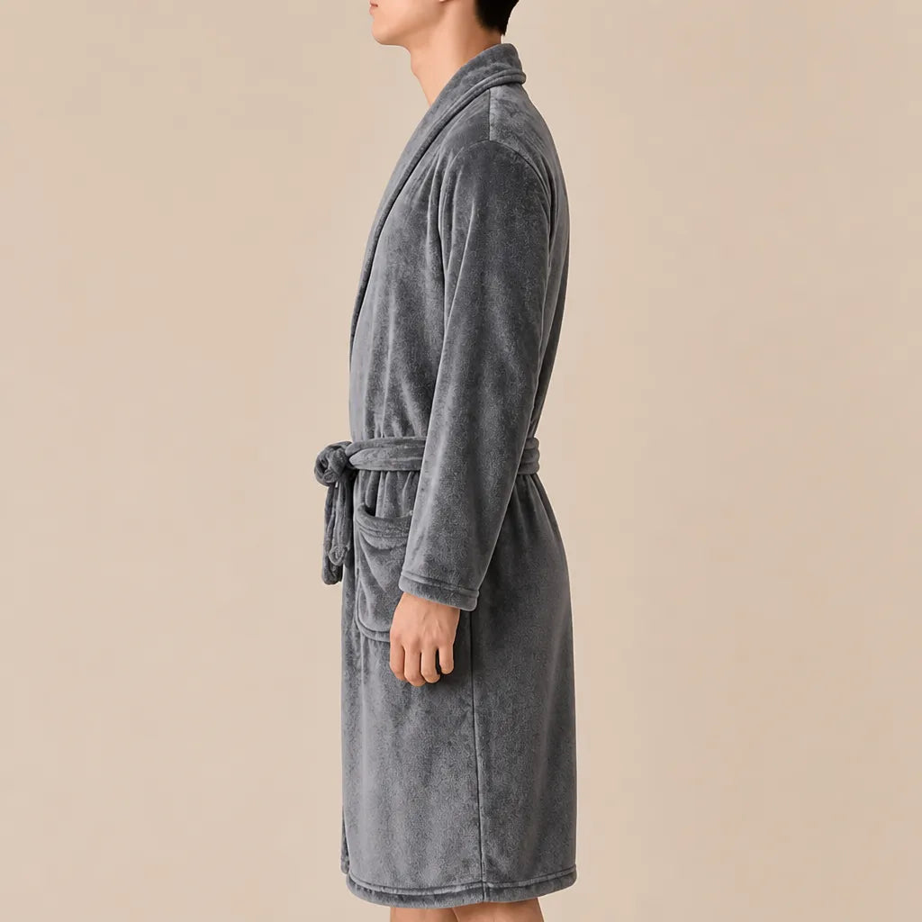 La boutique du peignoir Peignoir Homme Polaire - Mi-Long, Gris