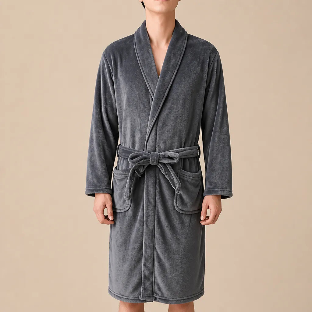 La boutique du peignoir Peignoir Homme Polaire - Mi-Long, Gris