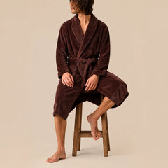 La boutique du peignoir Peignoir Homme Polaire - Mi-Long, Marron Chocolat
