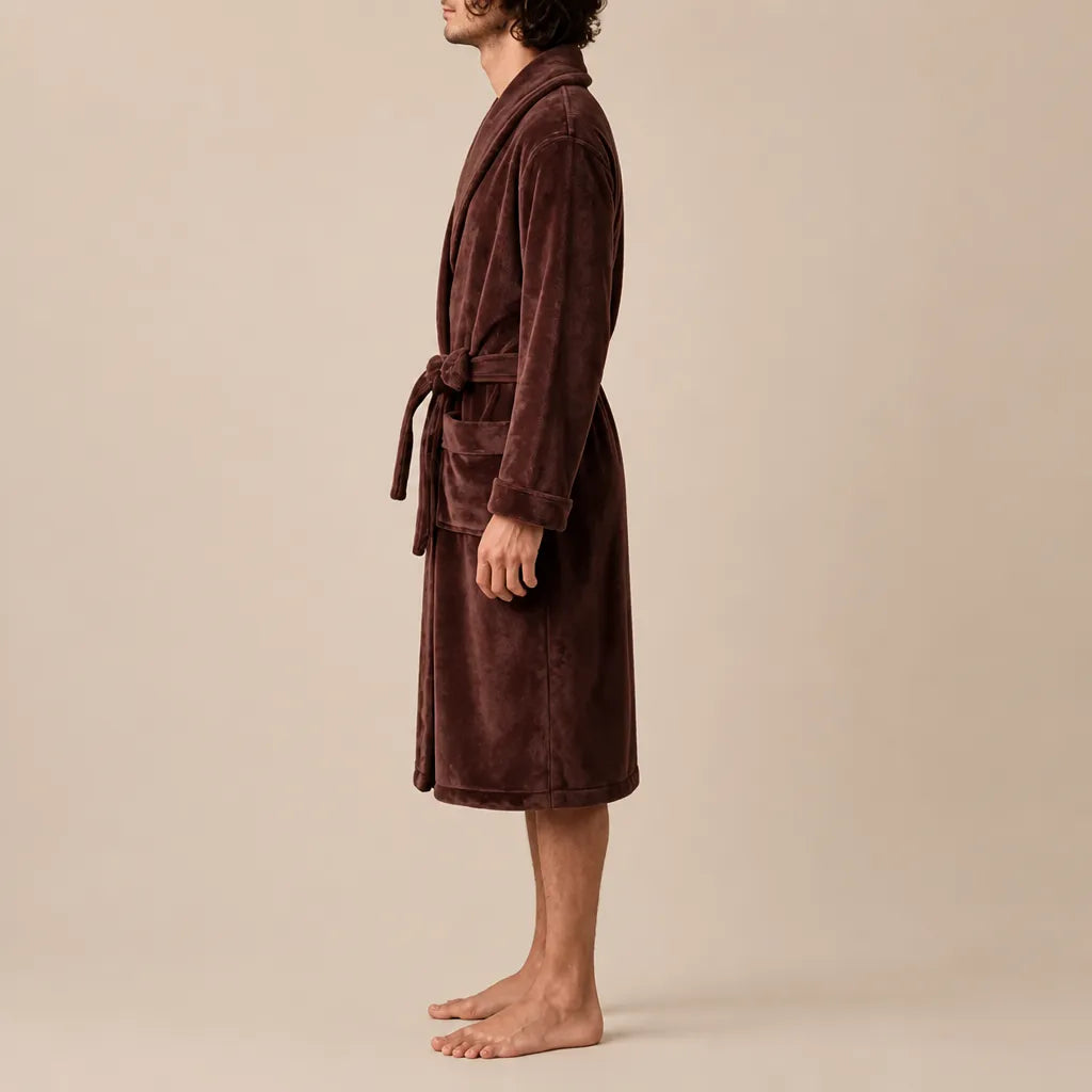La boutique du peignoir Peignoir Homme Polaire - Mi-Long, Marron Chocolat