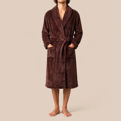 La boutique du peignoir Peignoir Homme Polaire - Mi-Long, Marron Chocolat