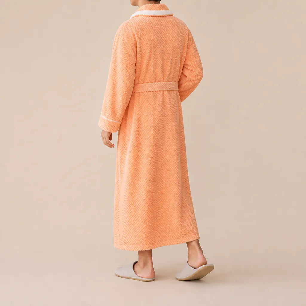 La boutique du peignoir Peignoir Homme Polaire - Velours Col à Liseré, Orange Abricot