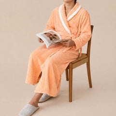La boutique du peignoir Peignoir Homme Polaire - Velours Col à Liseré, Orange Abricot