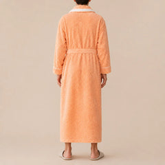 La boutique du peignoir Peignoir Homme Polaire - Velours Col à Liseré, Orange Abricot