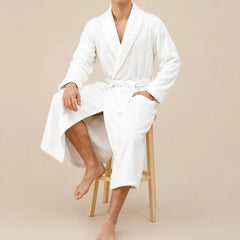 La boutique du peignoir Peignoir Homme Polaire - Velours Col Châle, Blanc
