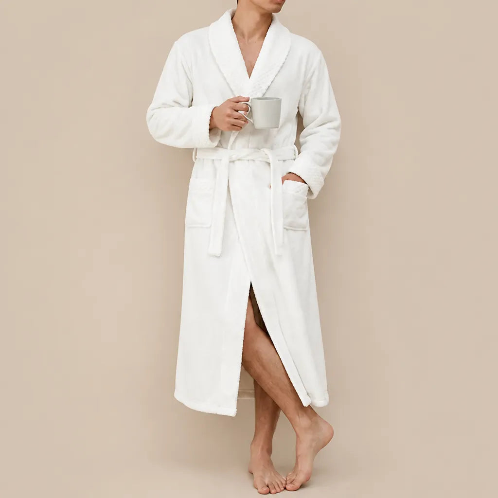 La boutique du peignoir Peignoir Homme Polaire - Velours Col Châle, Blanc
