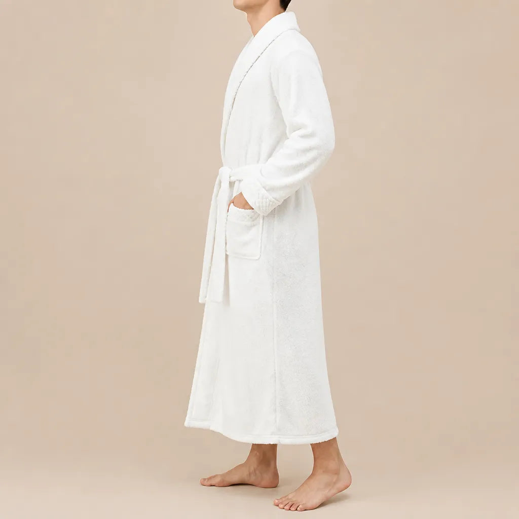 La boutique du peignoir Peignoir Homme Polaire - Velours Col Châle, Blanc